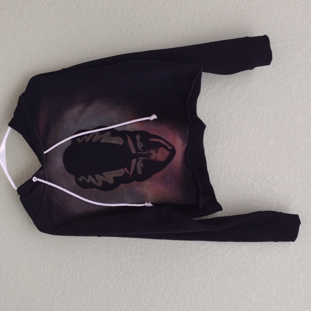 Custom Bride Of Frankenstein Stencil Bleach/Tie Dye Cropped Hoodie